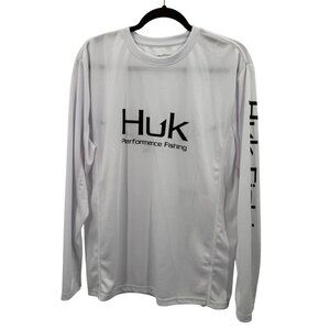 Huk Performance Fishing Long Sleeve Shirt UPF Sun Protection Mens Size M White
